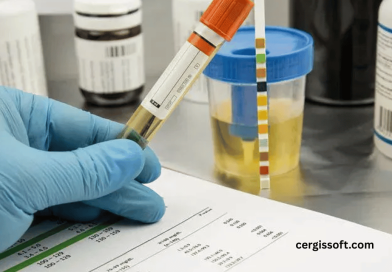 Medical professional conducting a drug testing procedure in a laboratory