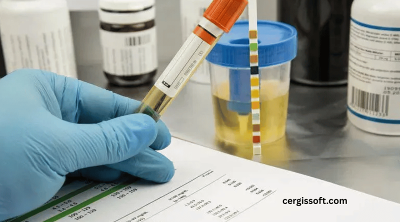 Medical professional conducting a drug testing procedure in a laboratory